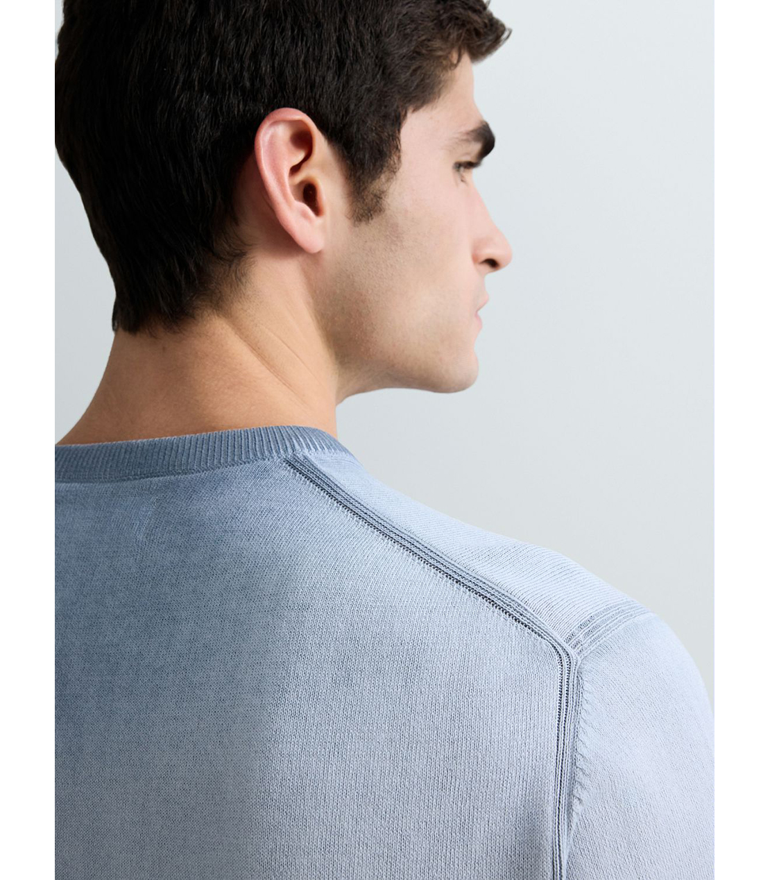 オンブレコットンクルーネックハーフスリーブセーター 詳細画像 グレイッシュブルー 6